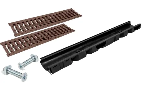 Комплект: Лоток Европартнер 60 мм с пластиковыми решетками коричневыми "Ромбы" 1 метр