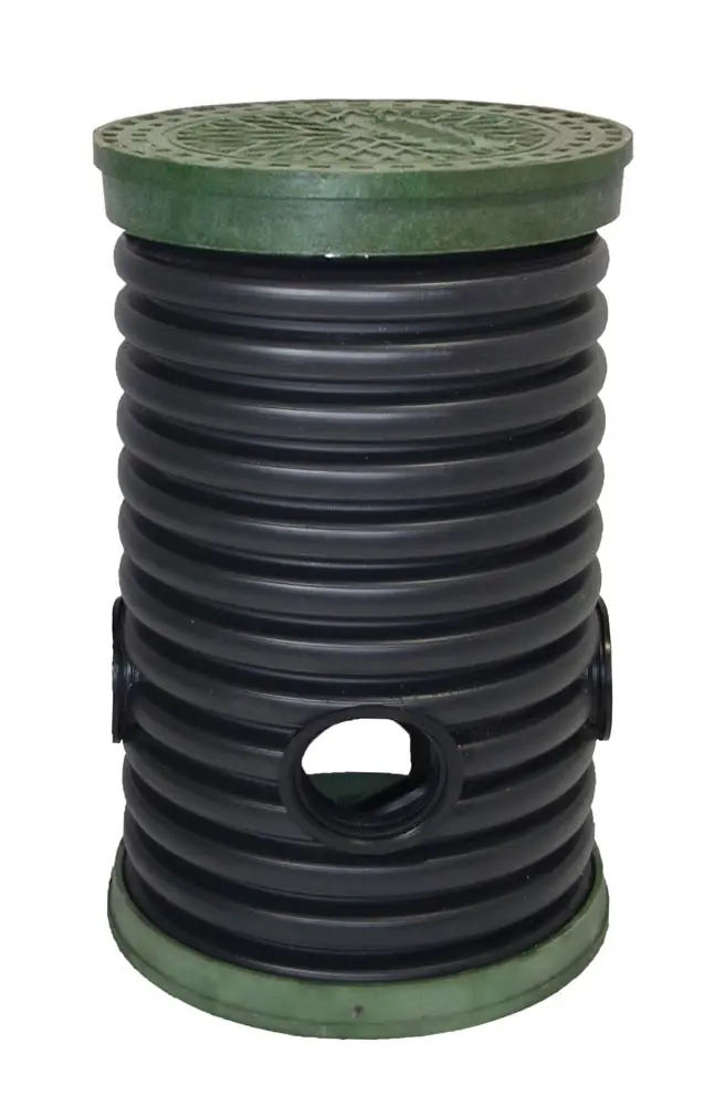 Дренажный колодец d460 h1000 с зеленой крышкой (отводы 160 мм)