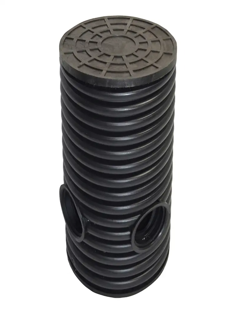 Дренажный колодец d500 h4500 с черной крышкой (отводы 110 мм)