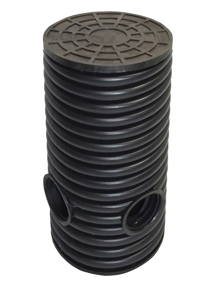 Дренажный колодец d695 h2000 с черной ПДТ крышкой (отводы 160 мм)