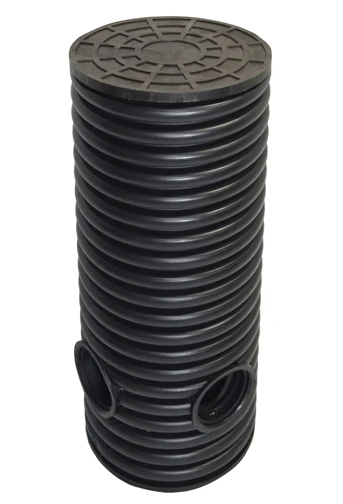 Дренажный колодец d695 h4000 с черной ПДТ крышкой (отводы 160 мм)