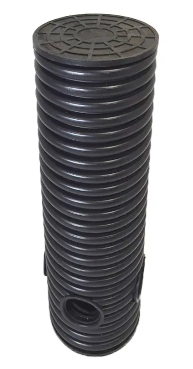 Дренажный колодец d315 h6000 с черной крышкой (отводы 200 мм)