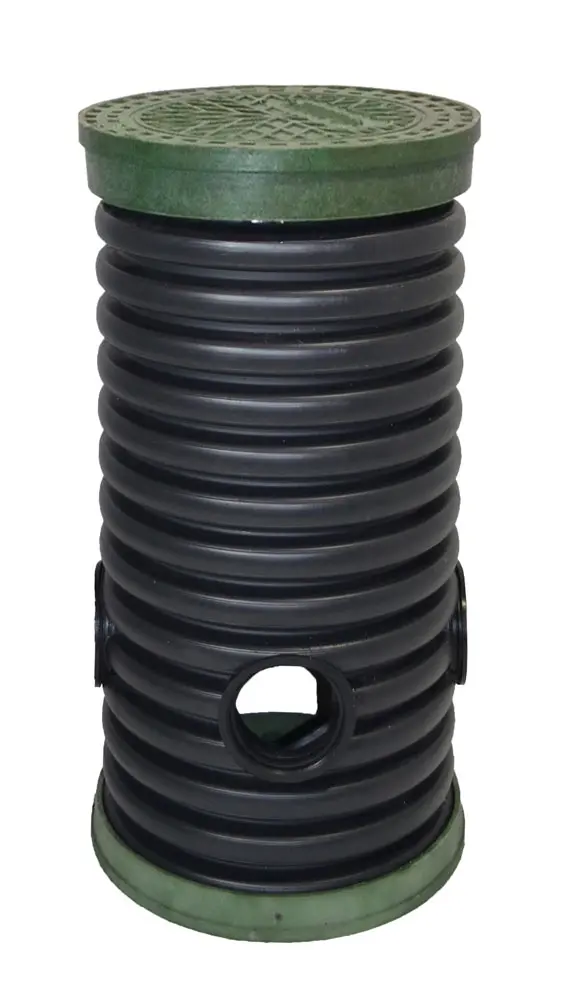 Дренажный колодец d400 h1500 с черной крышкой (отводы 160 мм)