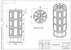 Пластиковый колодец связи КН-780/2000 М с крышкой D780 мм 2