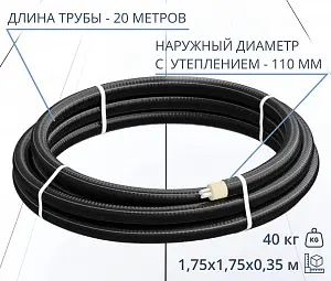 Труба ТВЭЛ-ЭКОПЭКС-4, PE-RT II, 8 бар 2х25х3,5+2х20х2,8/110 мм (бухта 20 м) 2