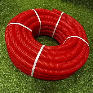 Труба гофрированная ПНД для металлопластиковых труб d40 красная (30 м)