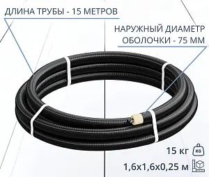 Труба ТВЭЛ-ЭКОПЭКС-ХВС 25х2,0/75 + кабель (бухта 15 м, кабель 16 м) 4