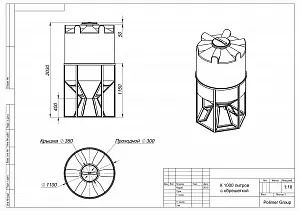 Пластиковая конусная емкость K-1000 в обрешетке 1