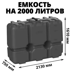 Пластиковая прямоугольная емкость R-2000 (Черный) 1