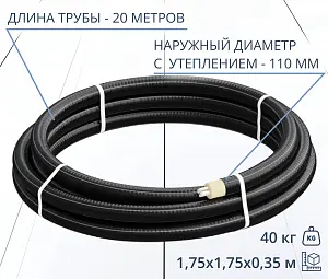 Труба ТВЭЛ-ЭКОПЭКС-4, 6 бар 2х25х2,3+2х20х1,9/110 мм (бухта 20 м) 1