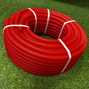 Труба гофрированная ПНД для металлопластиковых труб d25 красная (50 м) 2