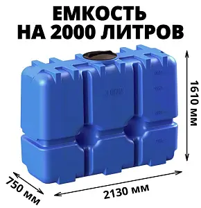 Пластиковая прямоугольная емкость R-2000 (Синий) 1
