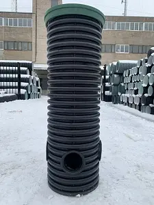 Дренажный колодец d340 h1000 с зеленой крышкой (отводы 110 мм) 5