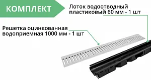 Комплект: Лоток Европартнер 60 мм с оцинкованной решеткой 1 метр 3