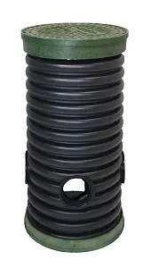 Дренажный колодец d400 h1500 с черной крышкой (отводы 160 мм) 0