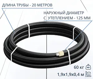 Труба ТВЭЛ-ЭКОПЭКС-4, 6 бар 2х32х2,9+2х25х2,3/125 мм (бухта 20 м) 1