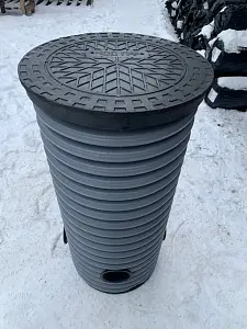Дренажный колодец d460 h1000 с зеленой крышкой (отводы 110 мм) 3