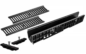 Комплект: Лоток Европартнер 150 мм с чугунными решетками 1 метр 0