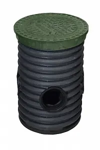Дренажный колодец d460 h 500 с зеленой крышкой (отводы 110 мм) 4