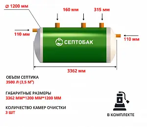 Септик Септобак БИО 3,5 PR (с дренажным насосом) 1