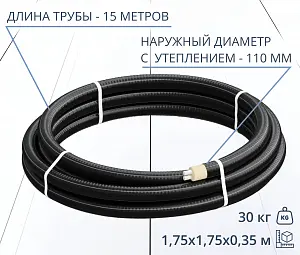 Труба ТВЭЛ-ЭКОПЭКС-2, PE-RT II, 6 бар 2х32х2,9/110 мм (бухта 15 м) 1