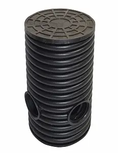Дренажный колодец d695 h1500 с черной ПДТ крышкой (отводы 160 мм) 0