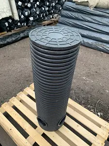 Дренажный колодец d315 h1000 с черной крышкой (отводы 110 мм) 11
