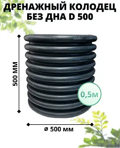 К-т для дрен.колодца: труба 500 h=500мм/крышка черн.-1шт/адаптер d110=2шт 1