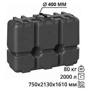 Пластиковая прямоугольная емкость R-2000 (Черный) 2