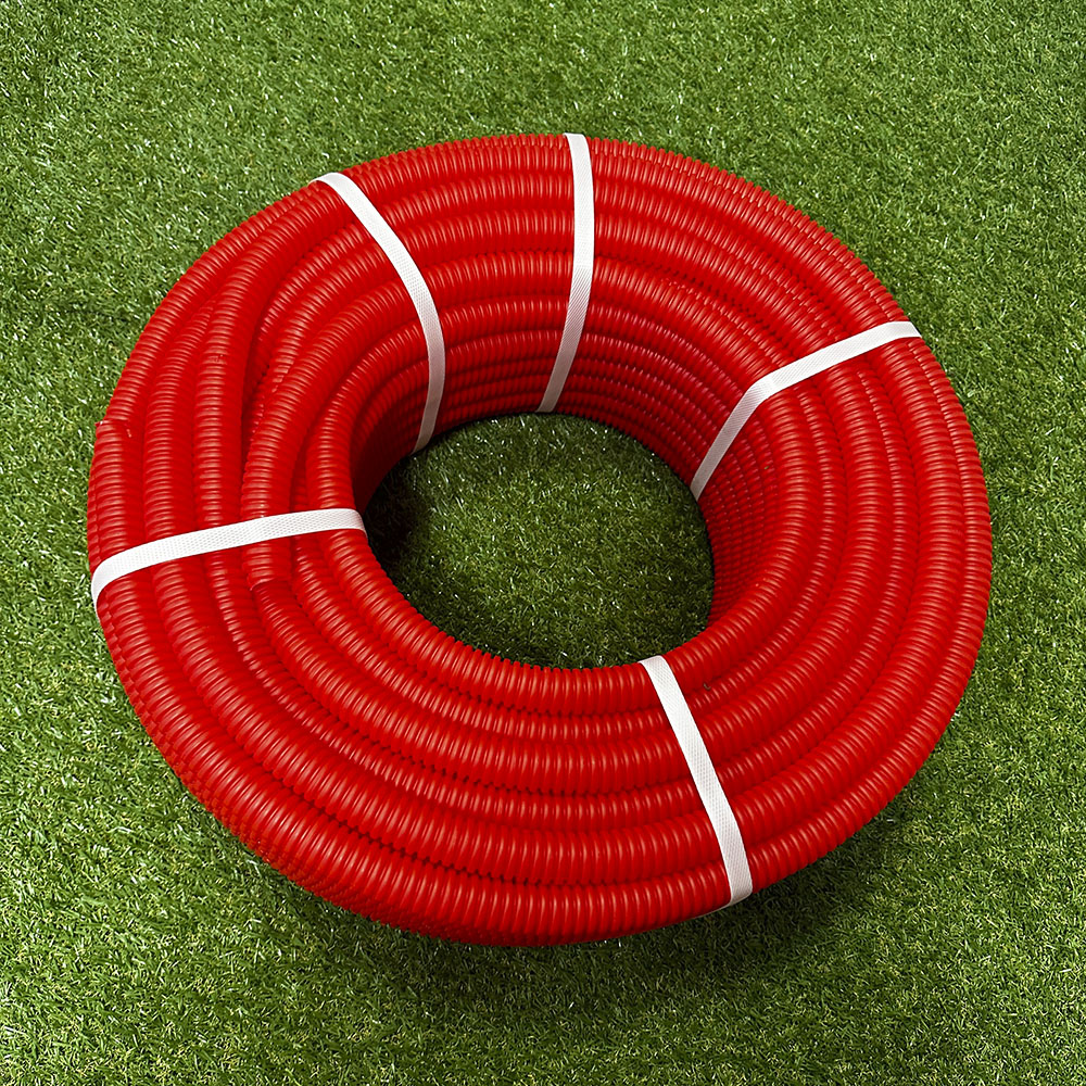 Труба гофрированная ПНД для металлопластиковых труб d32 красная (50 м) 2
