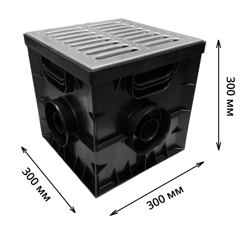 Комплект: Дождеприемник Gidrolica Point ДП-30.30 со стальной оцинк. реш., перегородками и корзиной 1