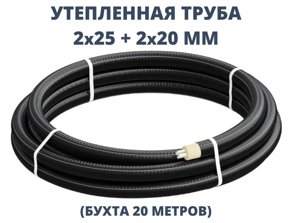 Труба ТВЭЛ-ЭКОПЭКС-4, PE-RT II, 8 бар 2х25х3,5+2х20х2,8/110 мм (бухта 20 м) 0