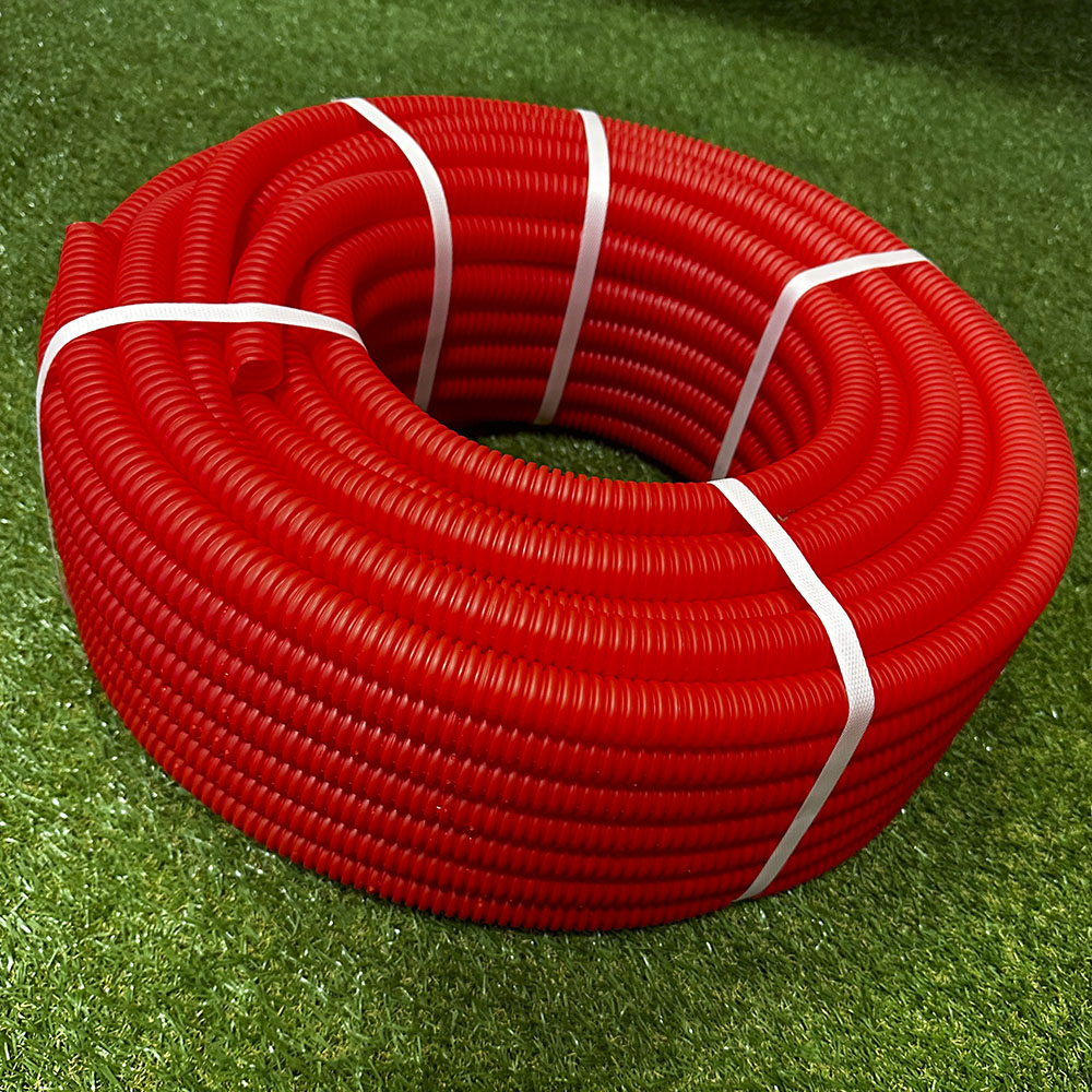 Труба гофрированная ПНД для металлопластиковых труб d32 красная (50 м) 1