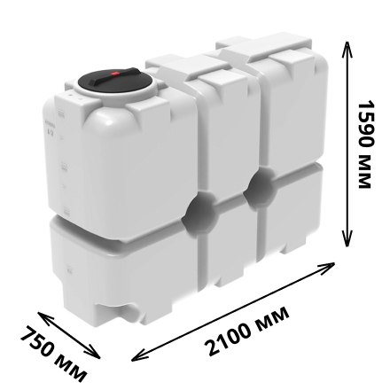 Пластиковая прямоугольная емкость ST-2000 (белый) 1