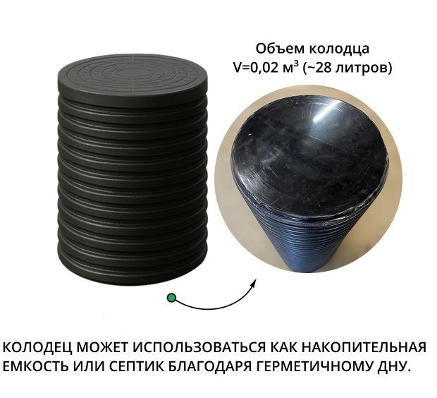 Колодец d315 h 500 с герметичным дном и крышкой 2