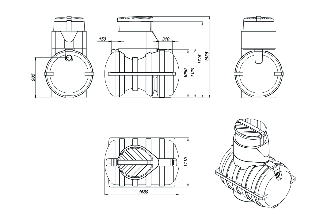 Пластиковая емкость ЭкоПром подземная U 1250 oil (Черный) 1