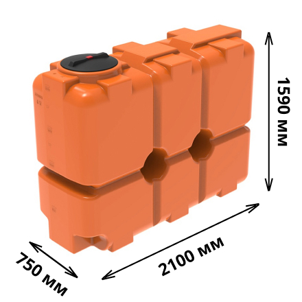 Пластиковая прямоугольная емкость ST-2000 (оранжевый) 1