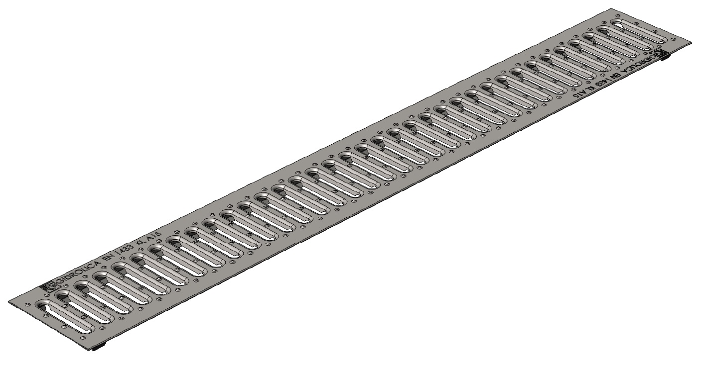 Решетка водоприемная Gidrolica Standart РВ-10.13,6.100-штамп. стальная нержавеющая, кл. А15 (503) 0