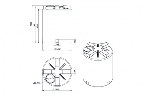 Пластиковая емкость ЭкоПром T 3000 (Белый) 1