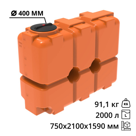 Пластиковая прямоугольная емкость ST-2000 (оранжевый) 2