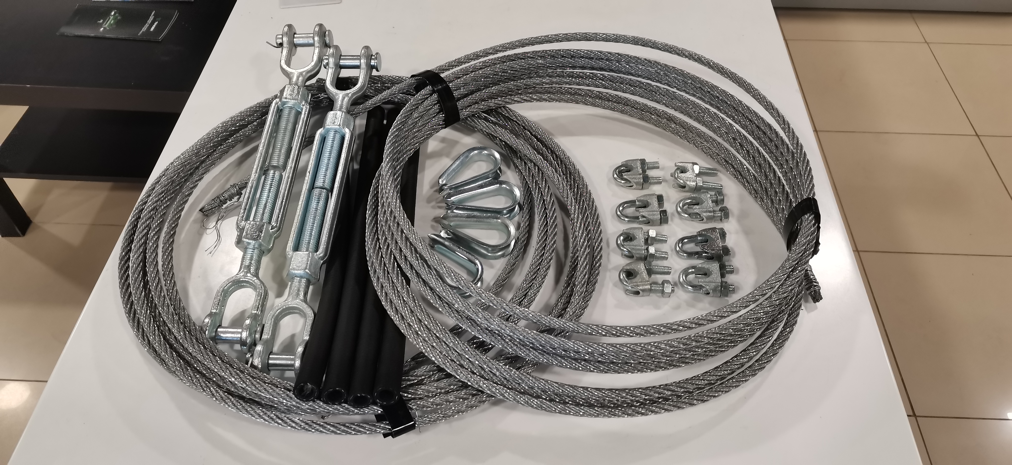 Монтажный комплект Tingard МК-2 2500, 2500К, 2500БК (трос 2 шт, коуш 4 шт, зажим 8 шт, талреп 2 шт) 1