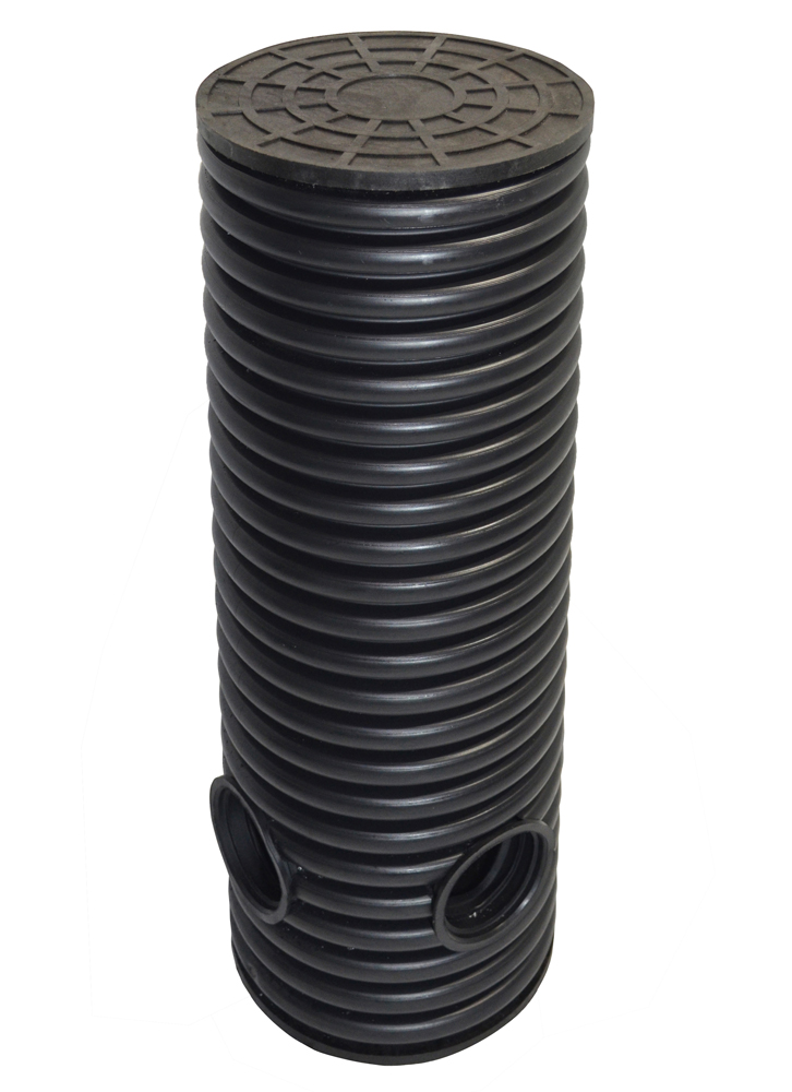 Дренажный колодец d695 h5500 с черной ПДТ крышкой (отводы 160 мм) 0