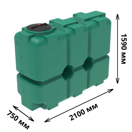 Пластиковая прямоугольная емкость ST-2000 (зеленый) 1